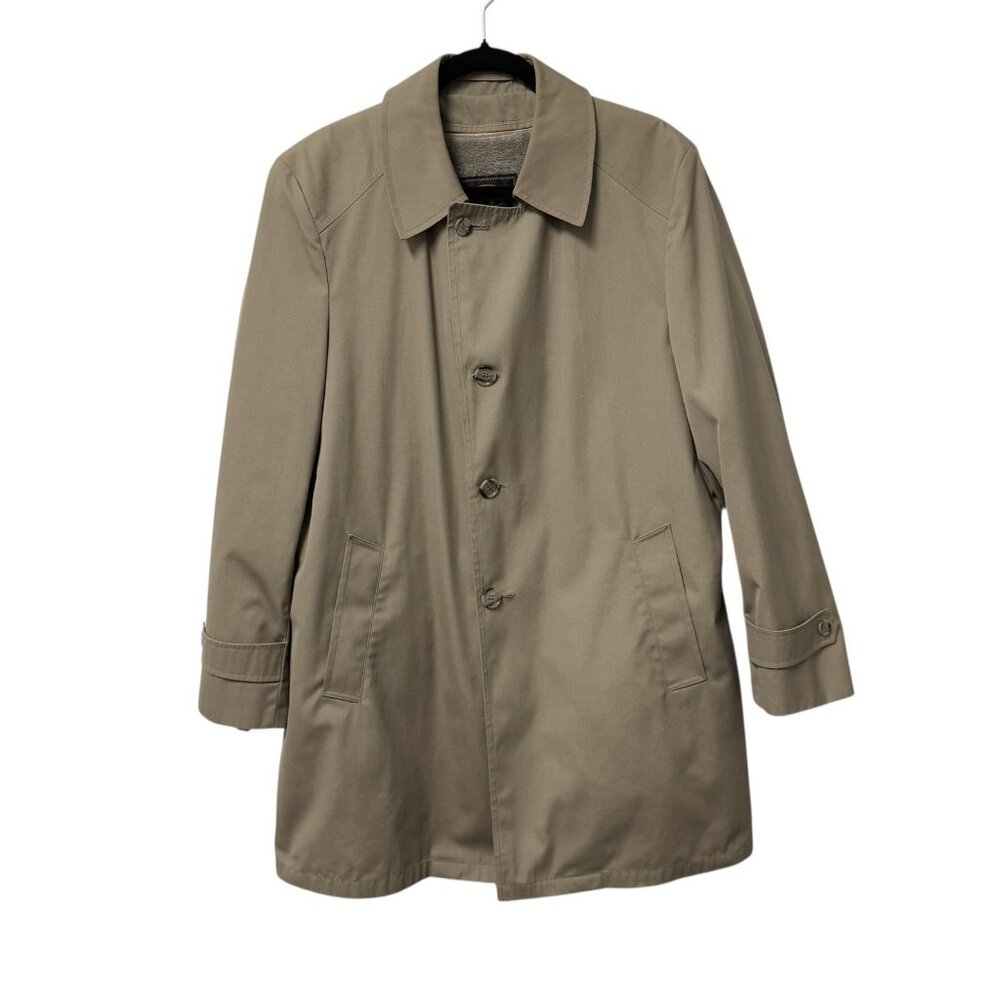 BOTANY 500 TRENCH COAT LIGHT BROWN MENS 40 ZIP OUT FUR LINER MADE IN USA NEUTRAL